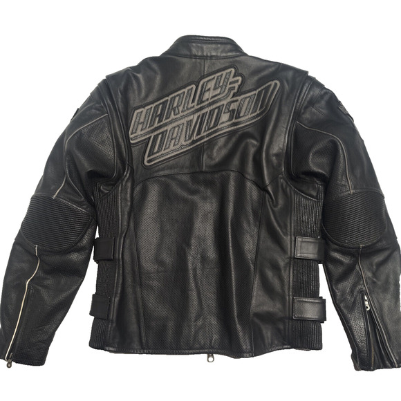 Vintage Harley Davidson Leather Mile Marker Jacket Size L HD-MC 3000cc